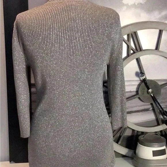 Y2K McBling Indie Sleaze Silver Rhinestone Keyhole Neck Sweater XL - Picture 9 of 10